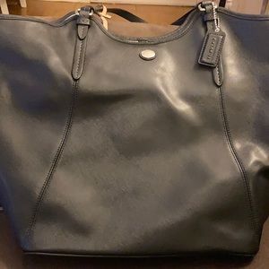 Leather coach tote bag